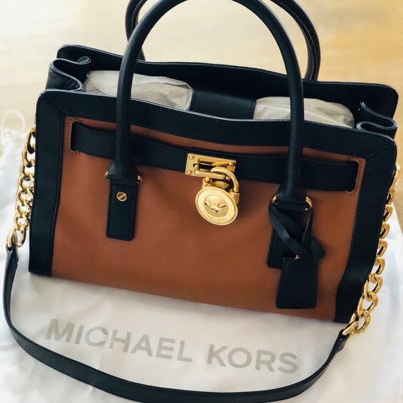 MICHAEL Michael Kors Handbags - Michael Kors Hamilton Two Tone Leather Satchel Bag